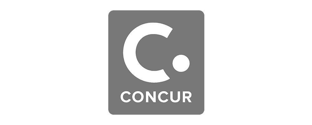 Greyscale Concur logo.