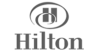 Greyscale Hilton logo.